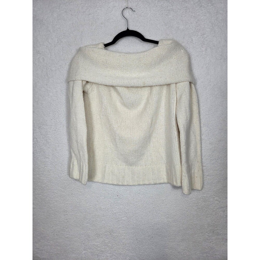 Anthropologie‎ Sweater Womens L White Cowl Neck Off Shoulder Chunky Knit Italy